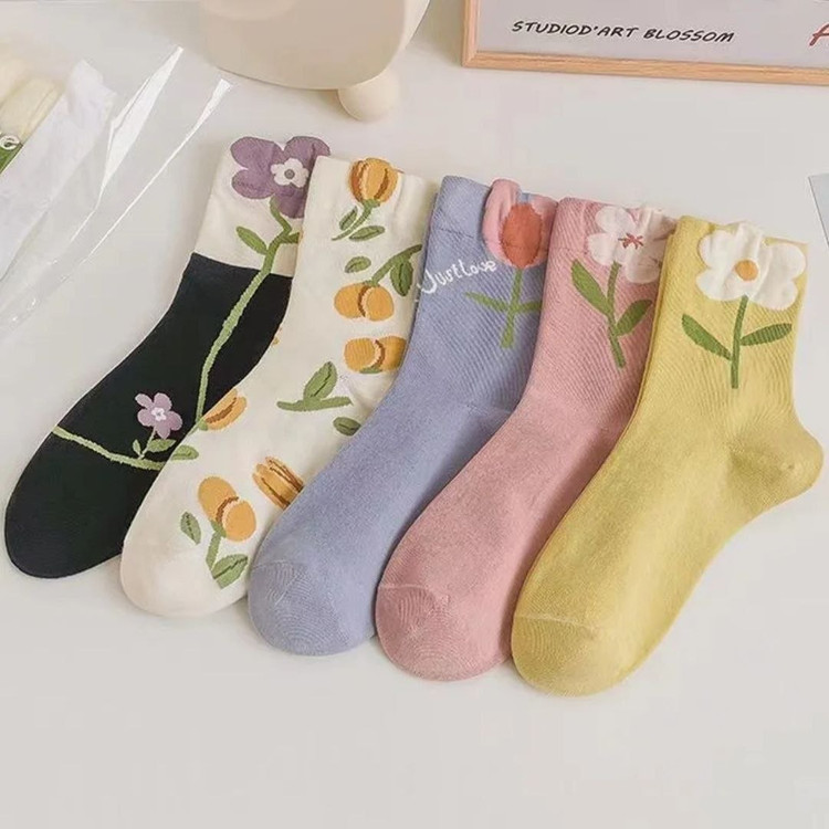 جوراب ساق دار بچه گانه طرح گل